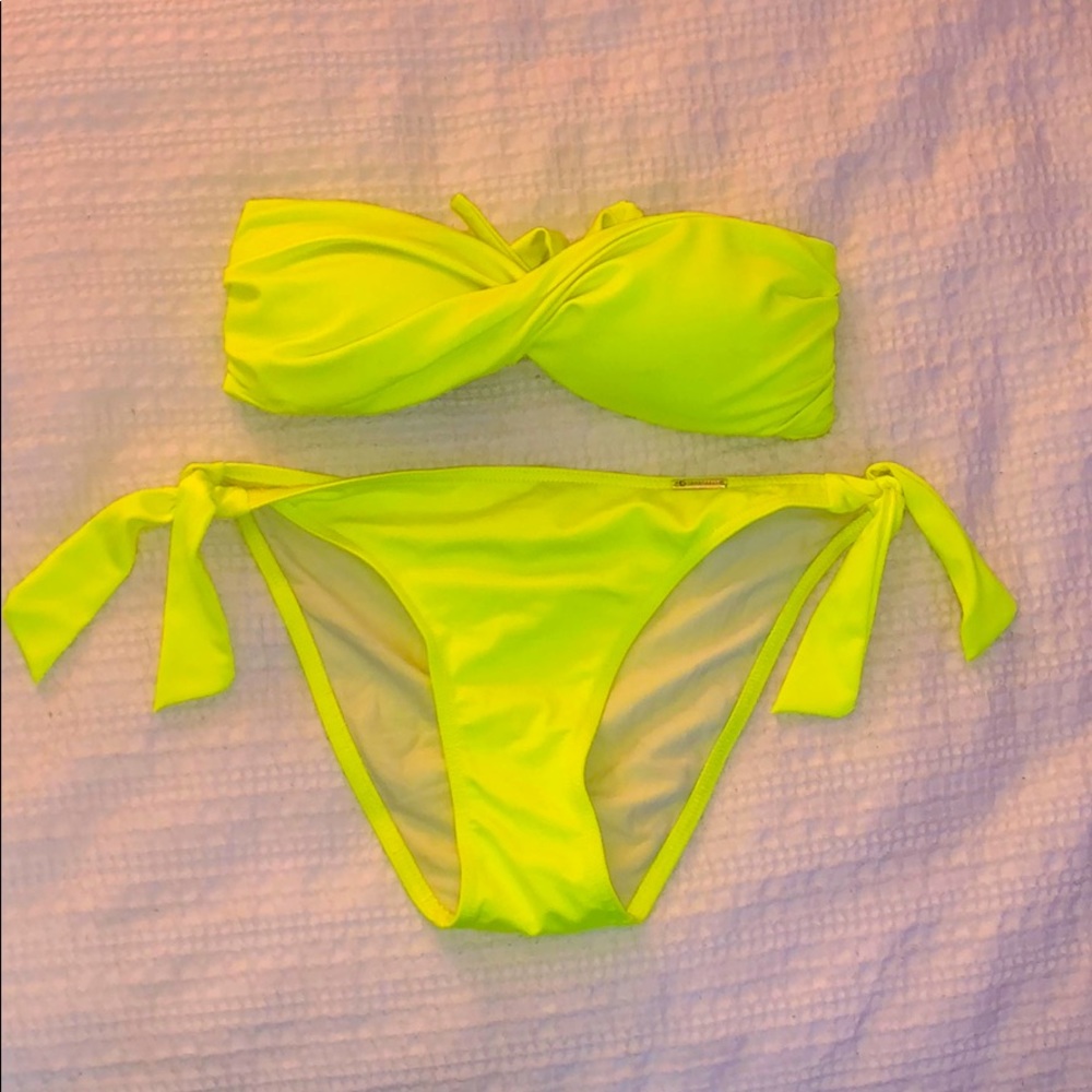 Neon Yellow Strapless Bikini
